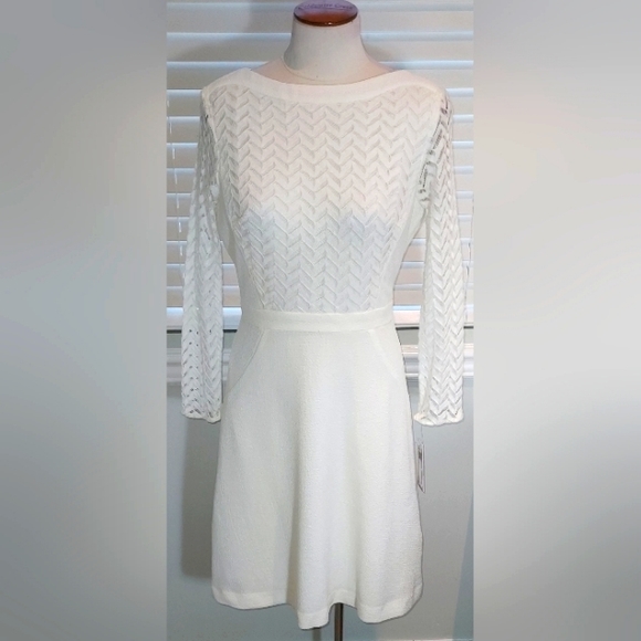 Julia Jordan Ivory Long Sleeve Fitted Beautiful Dress NWT - Picture 1 of 9